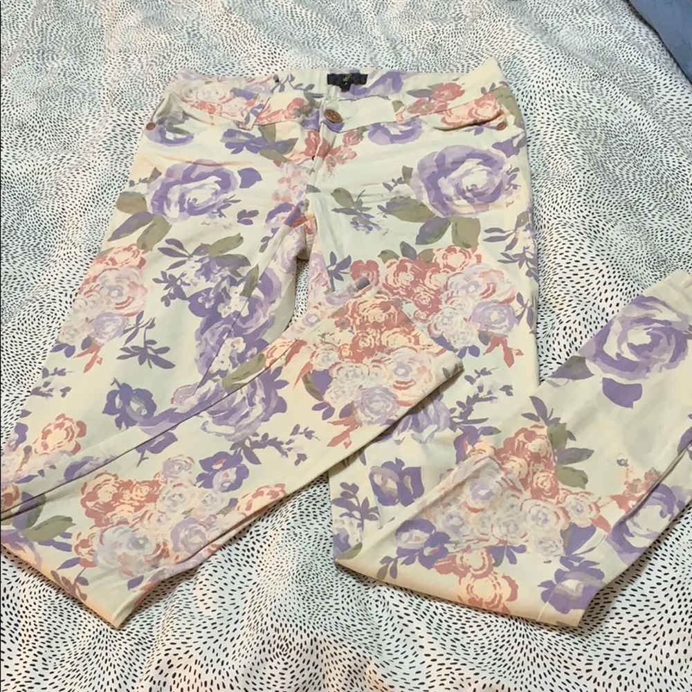 Floral skinny jeans